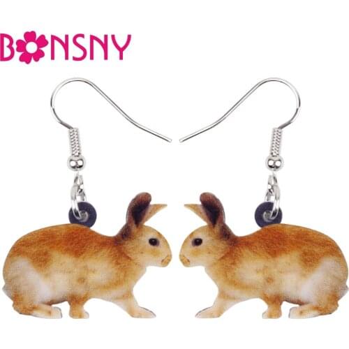 Bonsny Acrylic Easter Hare Rabbit Earrings Drop Dangle Big Long Cartoon Wild Animal Jewelry For Women Girls Teens Accessory Bulk