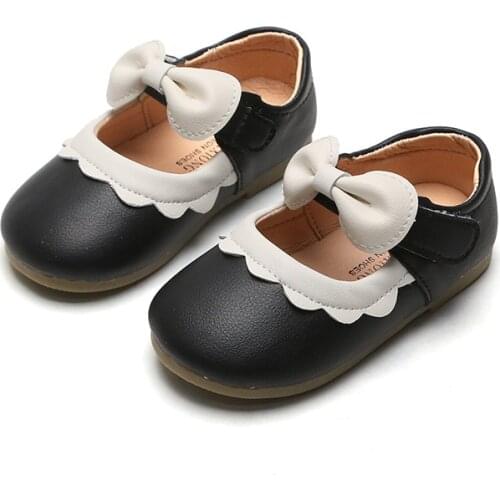 Children Pu Leather Casual Shoes For Baby Girls Bowknot Fashion Mary Jane Princess Shoes Toddler Kid First Walkers Trainers Shoe