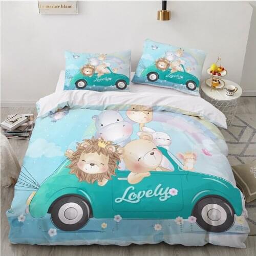Kids Bedding Set for baby cartoon duvet cover set for home bed linen bedclothes family sets Euro 7pcs car drop shipping