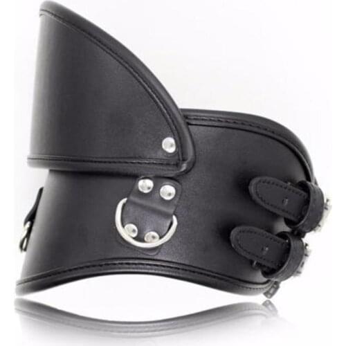 Adult Unisex Black Leather Neck Brace Posture Collar Sex Bondage Medical Fetish Play Toy Sex Products
