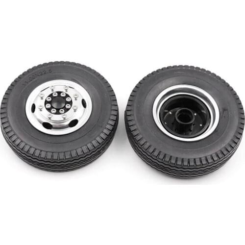 Front Rubber Loader Wheels with Rims for Tamiya 1/14 Scale Tractor Rear, for Tamiya 1/14 RC Tractor Trailer Truck