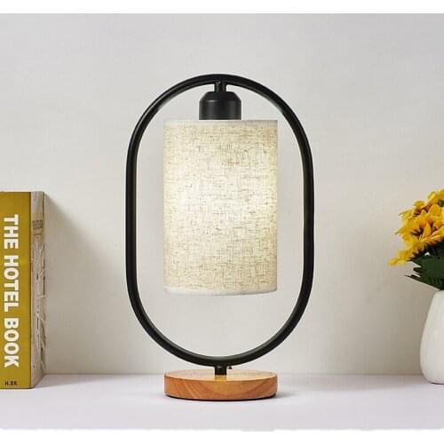 Chinese Retro Fabric Table Lamp Bedroom Bedside Lights Creative Vintage Wood Desk Lamp Home Decor Living Room Lighting Fixture