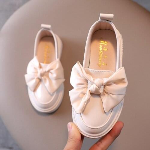 Girls Leather Shoes Spring Autumn Fashion Children Wedding Dress Princess Shoes Bow-knot Soft Sole Student Kids Casual Sneakers