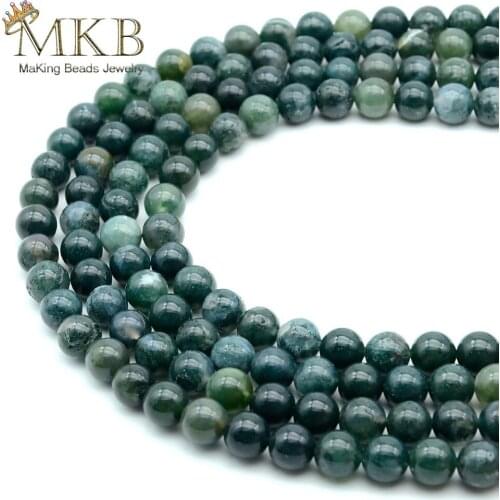 Natural Stone Moss Agates Round Beads For Jewelry Making 4 6 8 10mm Loose Spacer Beads Diy Bracelet Necklace Wholesale Perles