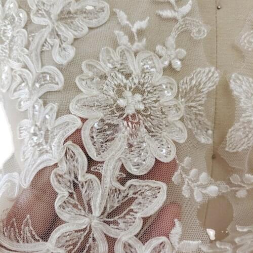 Fairy beaded embroidery lace appliques for wedding dresses Rhinestone lace applique patches Embroidery lace parches ropa