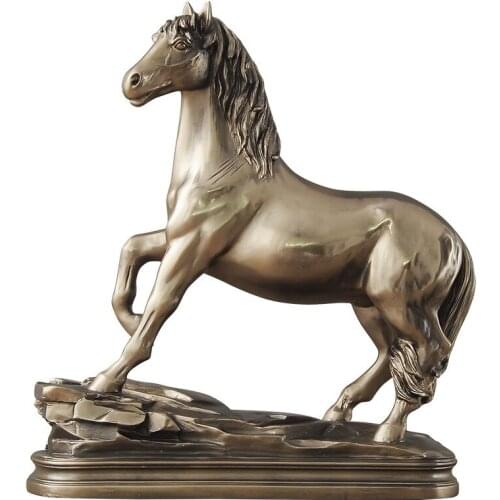 COLD CAST COPPER FINE HORSE STATUE ABSTRACT ANIMAL FIGURINE BRONZE HORSE ART SCULPTURE RESIN CRAFTS HOME DECOR ORNAMENT R1371