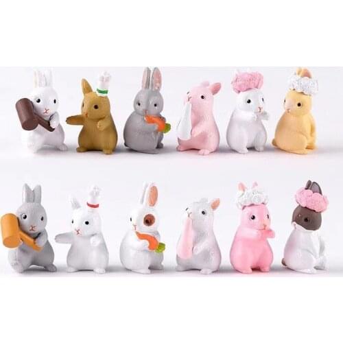 Mini Resin Miniature Garden Decoration Ornaments Cute Rabbit Craft Bonsai Household Goods Micro Landscape DIY Handmade Toys