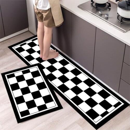 Fashionable Simple Nordic StyleWaterproof Kitchen Floor Mat Household Carpet Long Strip Door Mat Modern Home Decor