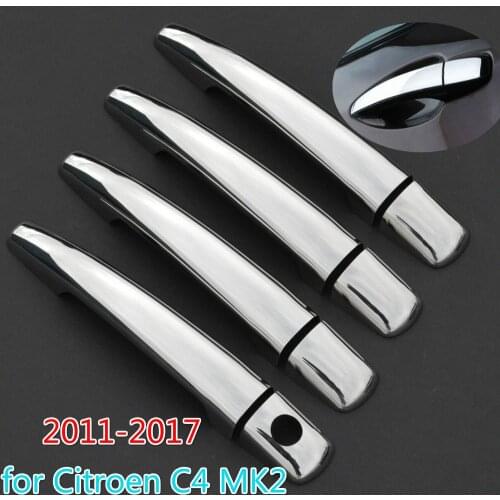 For Citroen C4 MK2 2011-2017 Chrome Door Handle Cover Trim Set C4L 2012 2013 2014 2015 2016 Car Accessories Stickers Car Styling
