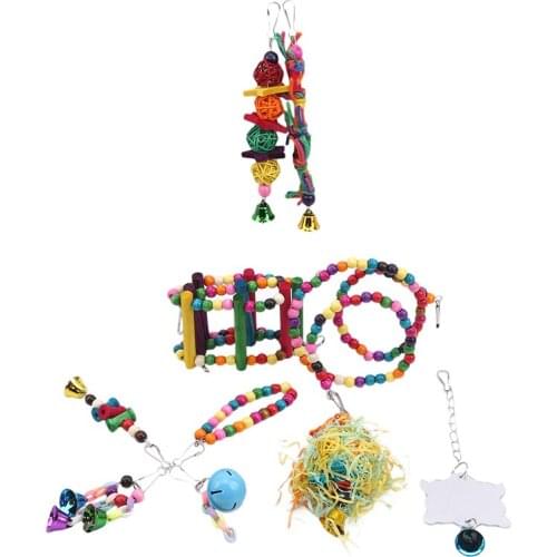 10PCS/Set Combination Parrot Toy Bird Articles Parrot Bite Toy Bird Toys Parrot Funny Swing Ball Bell Standing Training Toys