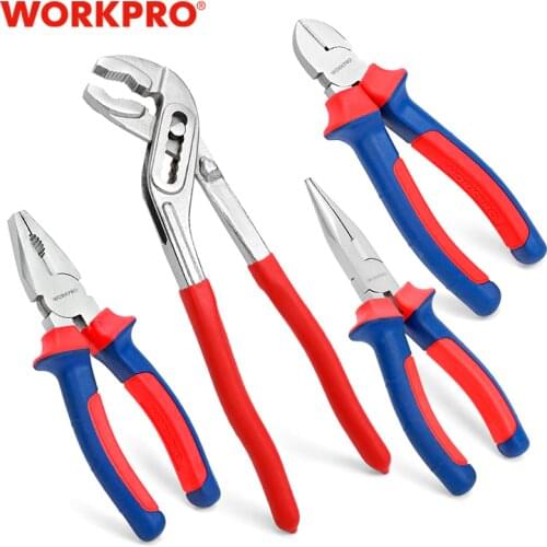 WORKPRO 4PC Home Tool Set Plier Set Joint Pliers Diagnoal Pliers Water Pump Plier Adjustable wrench