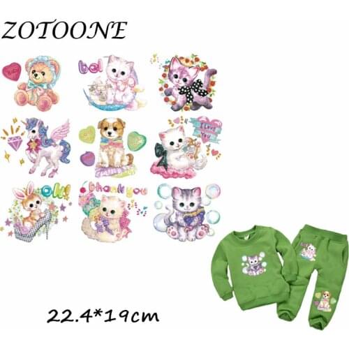 ZOTOONE Cute Unicorn Cat Dog Patch for Clothing Iron-On Garment Heat Transfer Badges Diy Accessory T Shirt Deco Applique Patches