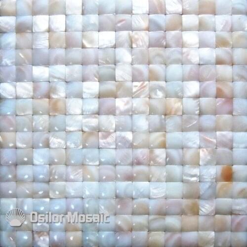 Natural red color Chinese freshwater shell convex seamless mother of pearl mosaic tile for bathroom decoration wall tile