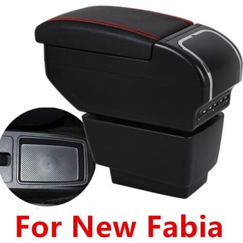 For New Fabia armrest box central Store content Storage skoda Fabia 3 armrest box with cup holder ashtray 9 USB 2015-2017 2016