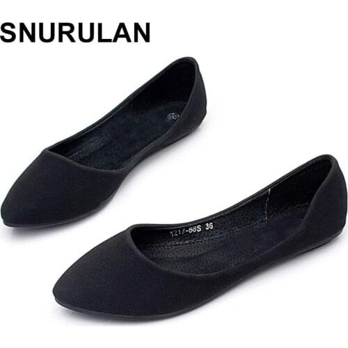 SNURULAN2018 autumn classic frosted flat flat shoes fashion flat with womens shoes shallow mouth pointed large size 35-41E474