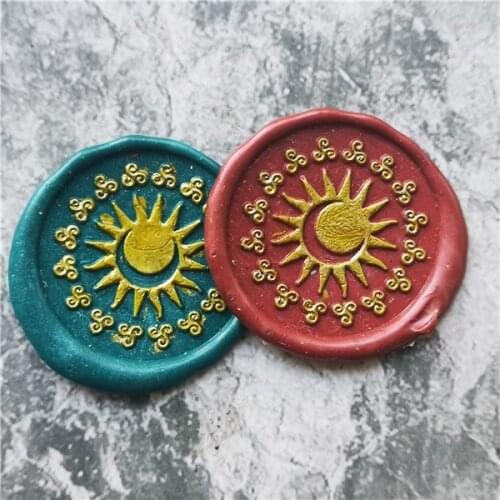 Sun and moon with celtic wax seal stamp Retro Wood Stamp Sealing Wax Seal Stamp Wedding Decorative sealing Stamp wax seals