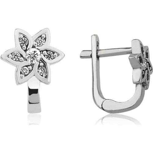 Tevuli 925 Sterling Silver White Flower Lady Earrings