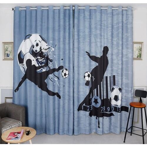 Personal Tailor 2x Grommet Window Drapery Curtain Tulle Nursery Kids Children Room Window Dressing 200cm x 260cm Football Soccer