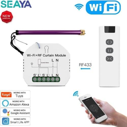 SEAYA WiFi RF Tuya Smart Wireless Remote Control Curtain Blinds Module Switch Roller Shutter Motor Work with Alexa Google Home