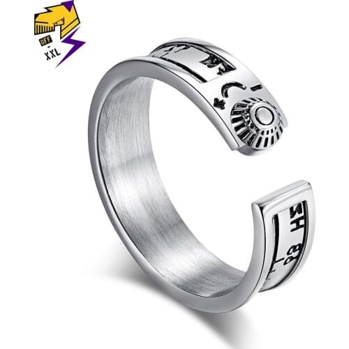 Vintage Titanium Steel 52 Hertz Radio Ring Frequency Solitary Whale Rings Antique Silver Wrap Finger Bague Female Modis Jewelry