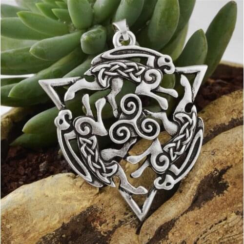 Vintage Nordic Rabbit Rune Pendant Animal Talisman Necklace