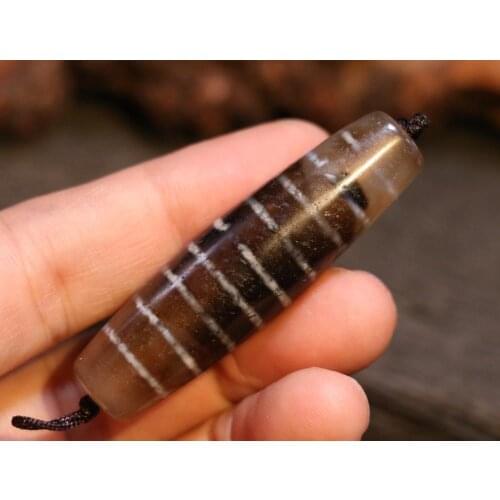Royal Energy Magic Tibetan old Agate 9 Stripes Healer Medicine dZi Bead Pendant Amulet ZZY105 Timestown