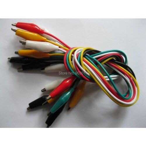 Middle-size 35mm Alligator Test Clip Lead line cable 5 colors 50cm Long White & Black & Red & Yellow & Green 4 set(20pcs)Lot