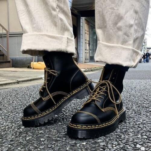 Women Platform Shoes Thigh High Flat Boots Genuine Leather Winter Martin Boots Woman Shoes High Heels Sexy Ankle Boots Wedges