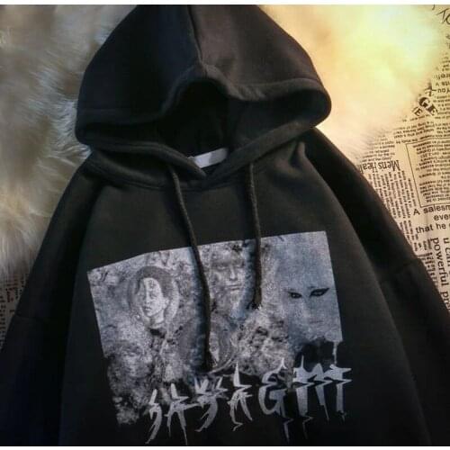 Demon High Street Pullover Hooded Sweatshirts Harajuku Graphic Gothic Punk Streetwear Casual Chic Hip-Hop Loose Women Sweatshirt