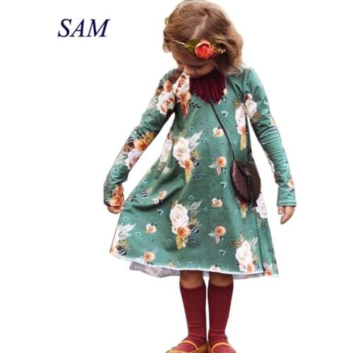 3-7T 2021 Vestido baby girls dress Toddler Infant Kids Baby Girls Dress Floral Print Sun Dresses Clothes Outfits