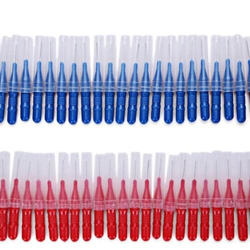 50Pcs/Set Soft Brushed Toothpick Adults Interdental Brush Clean Between Teeth Dental Floss Pick Push-pull Cleaning Dental Brushe