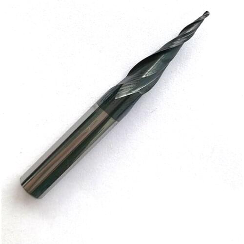 1pc HRC55 R0.5*D6*20*50L*2F Tungsten solid carbide Coated Tapered Ball Nose End Mills taper and cone endmills