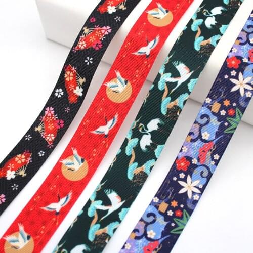 10 Meters 2021 New Chinoiserie Printed Grosgrain Ribbons Headwear Flower Style For DIY Craft Supply Sewing Accessories 1" 25MM