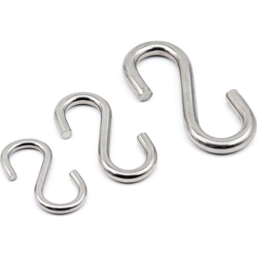 100Pcs Stainless steel metal hanging bulk s shaped hook utility coat overalls Kitchen Storage Holders Bathroom Hook