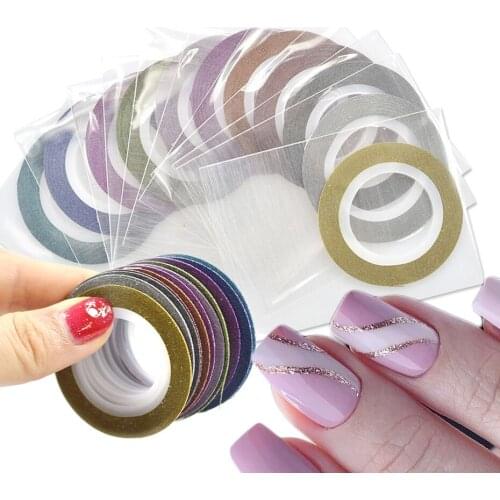 12Colors/lot 1mm Glitter Nail Striping Tape Line For Nails Decor DIY Nail Art Self-Adhesive Decal Beauty Accessories SANC392