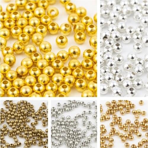 2 3 4 6mm Stainless Steel Metal Beads For Jewelry Making Charms DIY Bracelet Necklace Smooth Round Spacer Beads