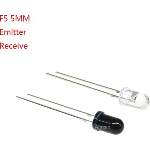 20PCS F5 5mm 940nm LED Infrared Emitter and IR Transmitter Receiver Diode Diodes 301A Infrared to tube Flame sensor For Arduino