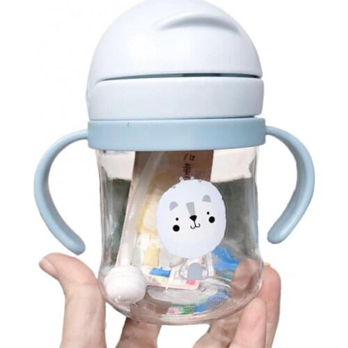 250ML Cartoon Straw Cup Infant Baby Water Bottle Cup with Straw Milk Water Drinking Cup Straw Bottle with Gravity Ball Drinkware