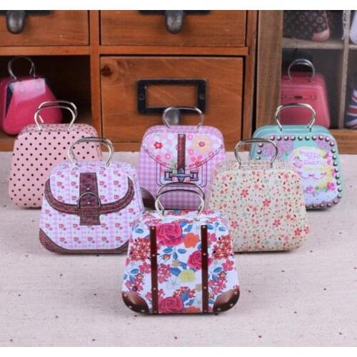 300pcs Mini Handbag Tin Box Home Cable Organizer Storage Box Zakka Wedding Gift Candy Jewelry Container Tea Boxs SN1021