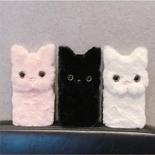 Note7 Note8 Note9 Cute Plush Cat Case Furry Fluffy Silicone Cover For Samsung Galaxy A3 A5 A6 A7 A8 A9 Plus 2016 2017 2018 Bag