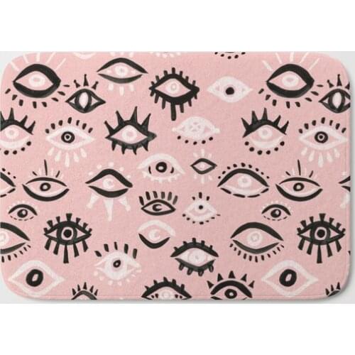 Mystic Eyes Blush Black Palette Bath Mat Flannel Absorbent Non Slip Blue Doormat Entrance Door Bath Room Mats