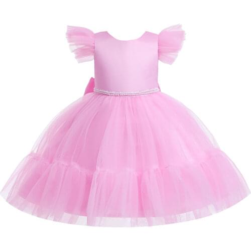 Elegant Dress Summer Pretty Girls Dress Lace Thin Kids Ball Gown Birthday Party Communion Ceremony Princess Dress Size 1 - 6 T