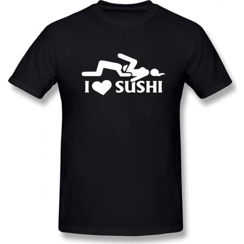 Funny I Love Sushi Tee Shirt Short-Sleeve Cotton T-Shirt Adults Loose Print Round Collar Fashion Clothes Tshirt