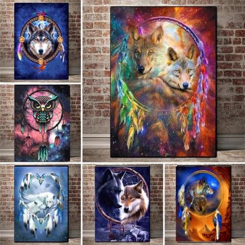 DIY Wolf Pattern Canvas painting Posters and prints Wall Art Pictures For living room Home Decor Cuadros No Frame
