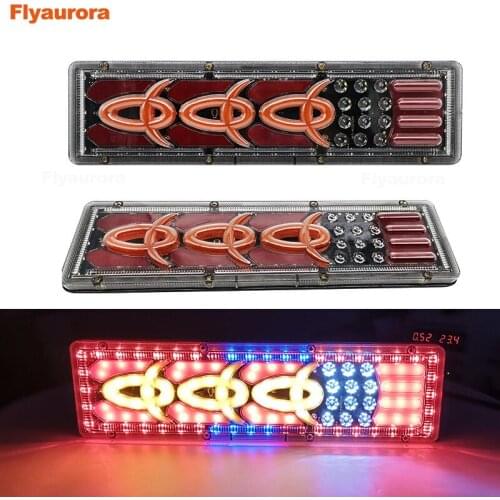 2PC 24V Waterproof Trailer Lorry LED Tail And Brake Lights Truck Lamp Flowing Turn Signal Stop License Plate Light Warning Light