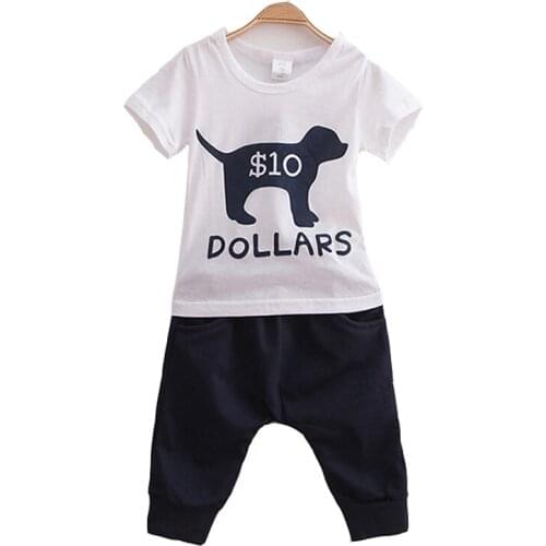 Retail Children Clothing Sets Kids Summer Wear Boys Girls Sport Suit, Pure Cotton Short Sleeve Shirt +Pants