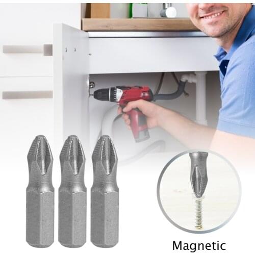 25mm Magnetic Anti Slip Long Reach Electric Screwdriver Bits Hex Shank Precision PH2 Cross Head Power Tools