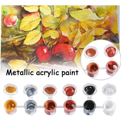 2/4/6colors Metallic Color Acrylic Paint for Textile Drawing Wall Hand Painted Shining Gel Painting Pigment for Art Supplies