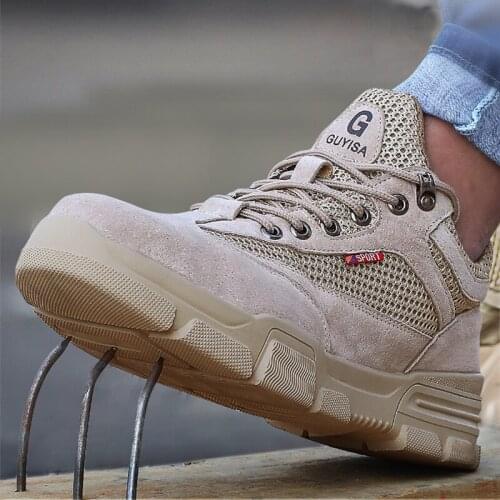 Safety Shoes Mens Steel Toe Cap Anti-smashing Puncture Proof Wear resistant Protective Sneakers Comfortable Summer Work Shoes