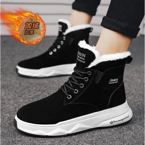 2019 New Fashion Men work Leather Boots cold Winter Warm Men snow boots Genuine Leather Shoes Mens Wool cotton boots footwear